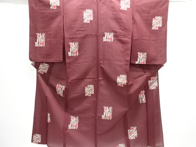 大正ロマン　紗抽象模様織り出し着物